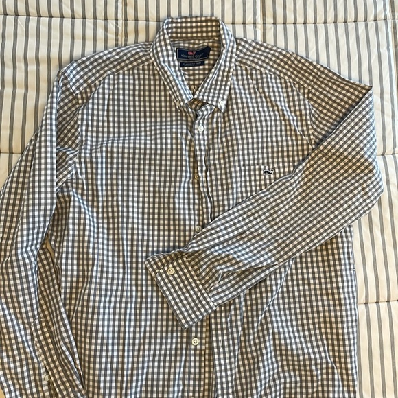 Vineyard Vines Classic Fit Shirt Mens L Gray Checkered - Picture 2 of 9